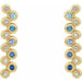 Ladies Natural Blue Multi-Gemstone Natural Diamond Bezel-Set Bar Earrings — 14K Yellow Gold