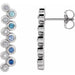Ladies Natural Blue Multi-Gemstone Natural Diamond Bezel-Set Bar Earrings — Sterling Silver