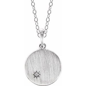 Ladies Diamond Engravable Necklace (I1, G-H) — Sterling Silver