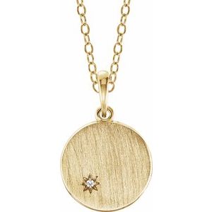 Ladies Diamond Engravable Necklace (I1, G-H) — 14K Yellow Gold