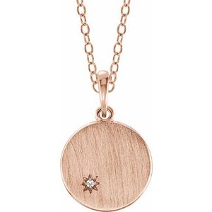 Ladies Diamond Engravable Necklace (I1, G-H) — 14K Rose Gold