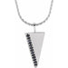 Ladies Natural Black Diamond Triangle Necklace (Opaque, Black) — Sterling Silver