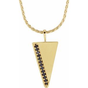 Ladies Natural Black Diamond Triangle Necklace (Opaque, Black) — 14K Yellow Gold