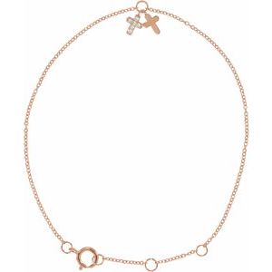 Ladies Natural Diamond Cross 6 1/2-7 1/ Bracelet (I1, H+) — 14K Rose Gold