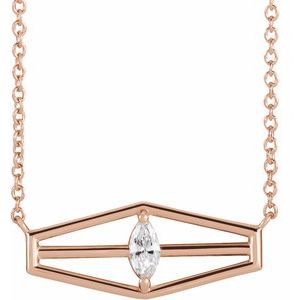 Ladies Natural Diamond Geometric Necklace (I1, Ghi) — 14K Rose Gold