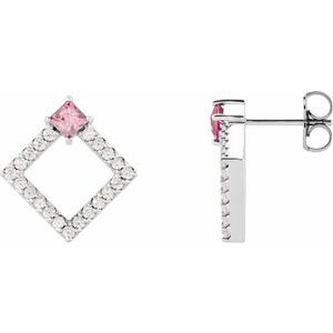 Ladies Natural White Sapphire Natural Diamond Earrings — Sterling Silver