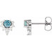 Ladies Natural Aquamarine Natural Diamond Earrings — Sterling Silver