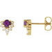 Ladies Natural Amethyst Natural Diamond Earrings — 14K Yellow Gold