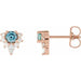 Ladies Natural Aquamarine Natural Diamond Earrings — 14K Rose Gold