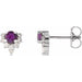 Ladies Natural Amethyst Natural Diamond Earrings — Sterling Silver