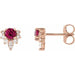 Ladies Natural Pink Tourmaline Natural Diamond Earrings — 14K Rose Gold
