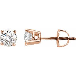 Ladies Natural Diamond Stud Earrings (Si2-Si3, G-H) — 14K Rose Gold