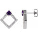 Ladies Natural Amethyst Natural Diamond Earrings — Sterling Silver