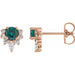 Ladies Natural Alexandrite Natural Diamond Earrings — 14K Rose Gold