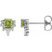 Ladies Natural Peridot Natural Diamond Earrings — Sterling Silver