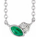 Ladies Natural Emerald Natural Diamond Necklace (I1, G-H) — Sterling Silver
