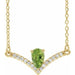 Ladies Natural Peridot Natural Diamond Necklace (I1, G-H) — 14K Yellow Gold