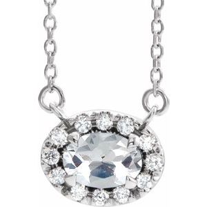 Ladies 5x3.5 mm Oval Natural Diamond Necklace (I1, G-H) — Sterling Silver