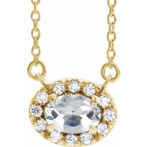 Ladies 5x3.5 mm Oval Natural Diamond Necklace (I1, G-H) — 14K Yellow Gold