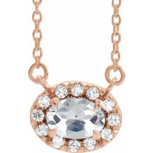 Ladies 5x3.5 mm Oval Natural Diamond Necklace (I1, G-H) — 14K Rose Gold