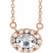 Ladies 5x3.5 mm Oval Natural Diamond Necklace (I1, G-H) — 14K Rose Gold