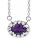 Ladies 5x3 mm Natural Amethyst Natural Diamond Necklace (I1, G-H) — Sterling Silver