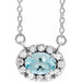 Ladies 5x3 mm Natural Aquamarine Natural Diamond Necklace (Si2-Si3, G-H) — Platinum