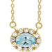 Ladies 5x3 mm Natural Aquamarine Natural Diamond Necklace (I1, G-H) — 14K Yellow Gold