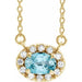 Ladies 5x3 mm Natural Blue Zircon Natural Diamond Necklace (I1, G-H) — 14K Yellow Gold