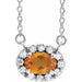 Ladies 5x3 mm Natural Citrine Natural Diamond Necklace (Si2-Si3, G-H) — Platinum