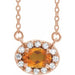 Ladies 5x3 mm Natural Citrine Natural Diamond Necklace (I1, G-H) — 14K Rose Gold