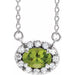 Ladies 5x3 mm Natural Peridot Natural Diamond Necklace (I1, G-H) — Sterling Silver