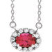 Ladies 5x3 mm Natural Ruby Natural Diamond Necklace (I1, G-H) — Sterling Silver