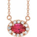 Ladies 5x3 mm Natural Ruby Natural Diamond Necklace (I1, G-H) — 14K Rose Gold