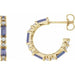Ladies Natural Tanzanite Natural Diamond 17.2 mm Hoop Earrings (I1, G-H) — 14K Yellow Gold