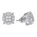 LADIES STUD EARRINGS 2.00CT ROUND/PRINCESS DIAMOND 14K WHITE GOLD