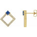 Ladies Natural Blue Sapphire Natural Diamond Earrings — 14K Yellow Gold