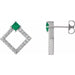 Ladies Natural Emerald Natural Diamond Earrings — Sterling Silver