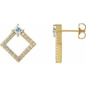 Ladies Natural Diamond Earrings — 14K Yellow Gold