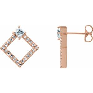 Ladies Natural Diamond Earrings — 14K Rose Gold