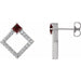 Ladies Natural Mozambique Garnet Natural Diamond Earrings — Sterling Silver