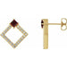 Ladies Natural Mozambique Garnet Natural Diamond Earrings — 14K Yellow Gold
