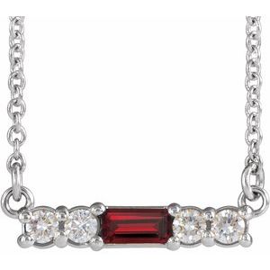 Ladies Natural Mozambique Garnet Natural Diamond Necklace (I1, G-H) — 14K White Gold