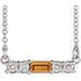 Ladies Natural Citrine Natural Diamond Necklace (I1, G-H) — 14K White Gold