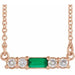 Ladies Natural Emerald Natural Diamond Necklace (I1, G-H) — 14K Rose Gold