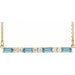 Ladies Natural Aquamarine Natural Diamond Bar Necklace (I1, G-H) — 14K Yellow Gold