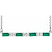 Ladies Natural Emerald Natural Diamond Bar Necklace (I1, G-H) — Sterling Silver