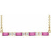 Ladies Natural Pink Tourmaline Natural Diamond Bar Necklace (I1, G-H) — 14K Yellow Gold