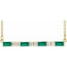 Ladies Natural Emerald Natural Diamond Bar Necklace (I1, G-H) — 14K Yellow Gold