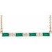 Ladies Natural Emerald Natural Diamond Bar Necklace (I1, G-H) — 14K Rose Gold